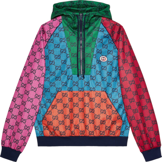 Gucci Multicolor Gg Colorblock Half Zip Hoodie 661175xjdlr3653