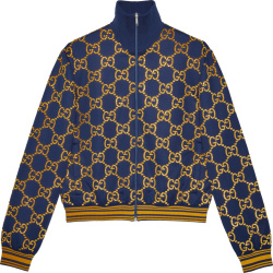 Gucci Navy And Gold Crystal Gg Track Jacket 655159xjdf34030