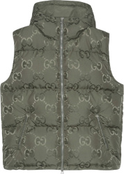 Gucci Olive Green Jumbo Gg Down Hooded Puffer Vest 698715z8a533175