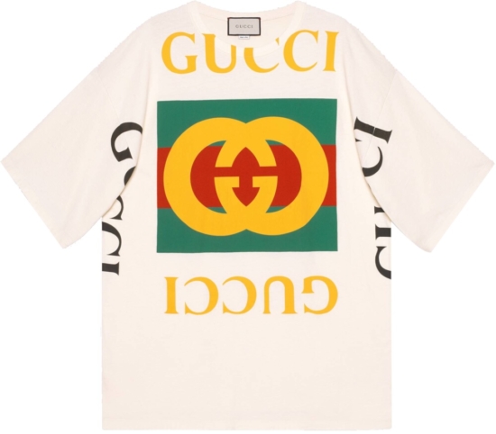 Gucci Oversized Logo Print White Shirt