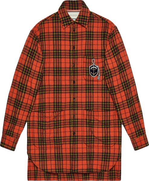 Gucci Oversized Red Check Anchor Patch Shirt
