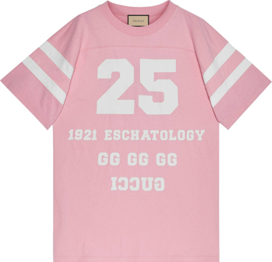Gucci Pink 25 Gucci Logo Striped T Shirt 660744xjdkm5904