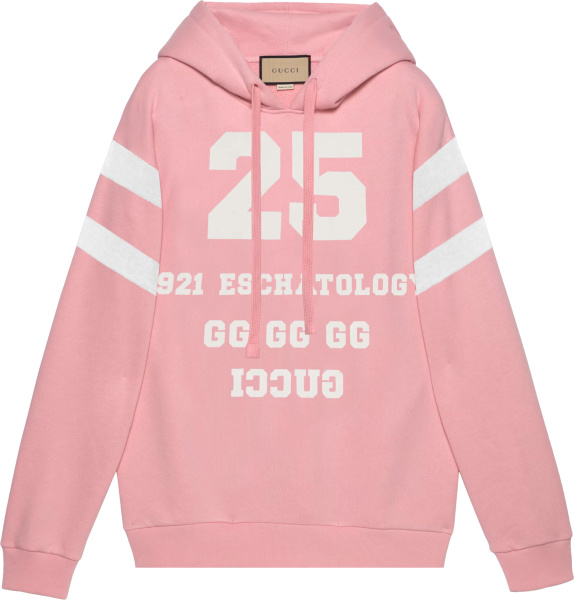 Gucci Pink And White Stripe 25 Logo Hoodie