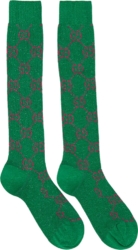 Gucci Pink Gg Jacquard Green Socks