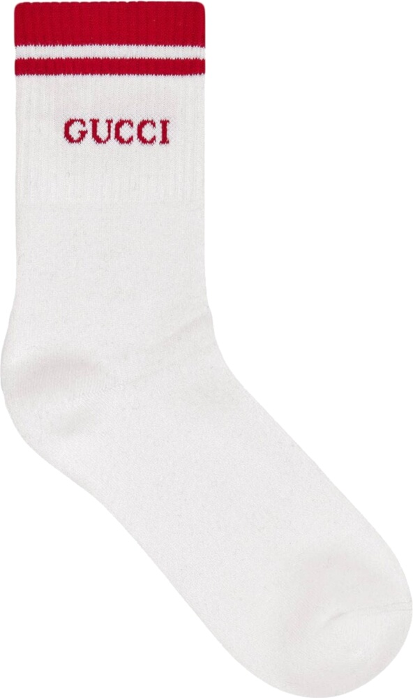 Gucci White & Red Logo Knit Socks | Incorporated Style