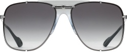 Gucci Silver And Grey Oversized Aviaotr Metal Sunglasses