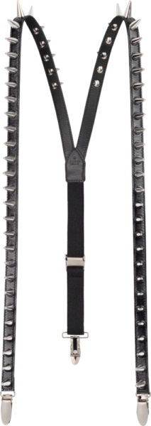Gucci Spike Black Leather Suspenders