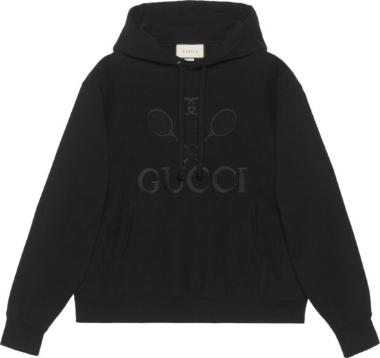 Gucci Tennis Embroidered Black Hoodie