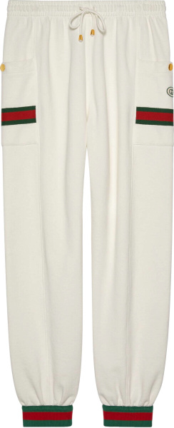 Gucci Web Detail White Cargo Pants