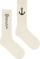 White Anchor Logo Socks