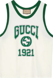 Gucci White And Green Gucci 1921 Tank Top