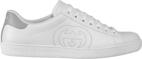 Gucci White And Perforted Gg Low Top Ace Sneakers 599147ayo709094