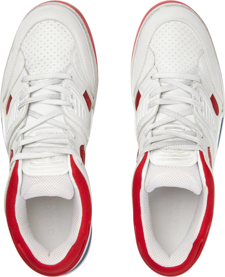 Gucci White And Red Low Top Basket Sneakers