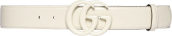 Gucci White And White Gg Marmont Wide Leather Belt 40059318yxv9022