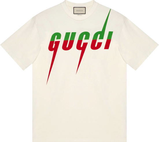 Gucci White Blade Logo Print T Shirt 565806 Xjazy 9037