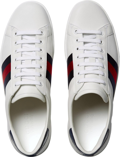 Gucci White Blue Red Stripe Ace Sneakers