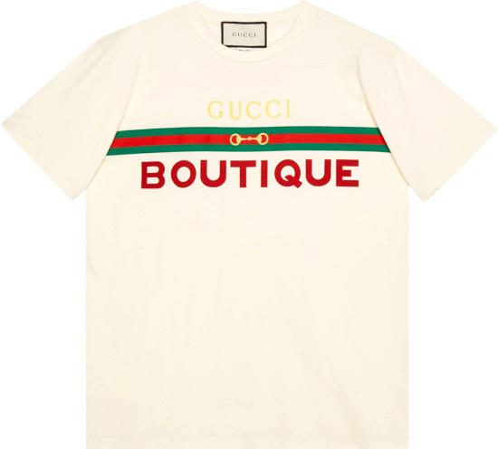 Gucci White Boutique Print T Shirt 615044 Xjcky 7136