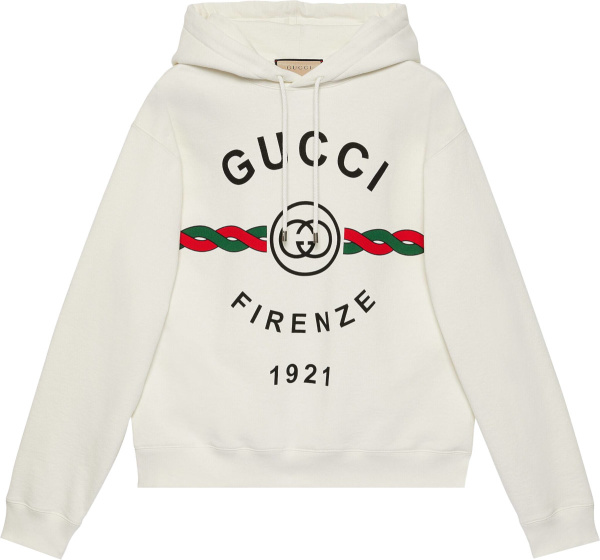 Gucci White Firenze 1921 Logo Hoodie 646953xjd7o9095