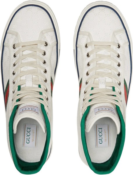 Gucci White Gg Canvas High Top Tennis 1977 Sneakers
