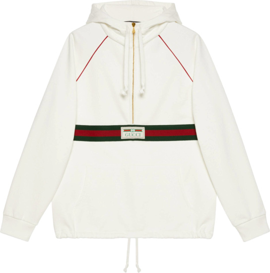 Gucci White & Web-Stripe Hooded Anorak Jacket | INC STYLE