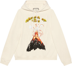 Gucci White Mount Of Fire Volcano Hoodie