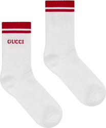 Gucci White Red Stripe Socks