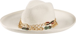 Gucci White Wide Brim Wool Felt Cowboy Hat With Gold Chains 5675853hh199177