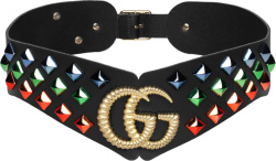 Black & Multicolor Stud GG-Logo Wide Belt