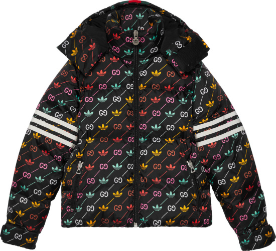 Gucci X Adidas Black And Multicolor Trefoil Stripe Down Jacket 723055 Zalat 1137
