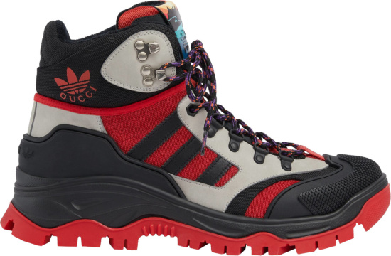 Gucci X Adidas Red And Black Hiking Boots