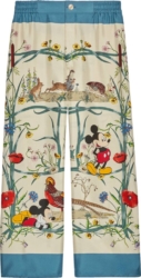 Gucci x Disney White & Blue Floral Mickey Mouse Pants