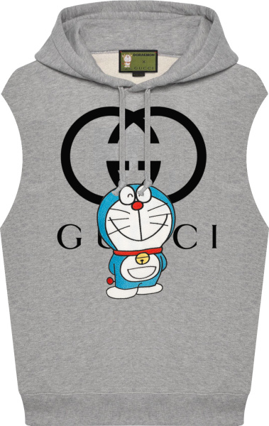 Gucci X Doraemon Grey Sleeveless Hoodie