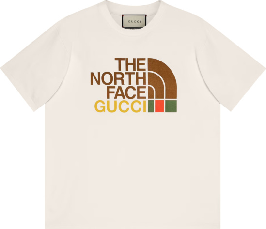 Gucci X The North Face Ivory And Brown Logo Print T Shirt