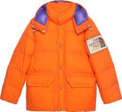 Gucci x The North Face Orange Hooded Puffer Jacket