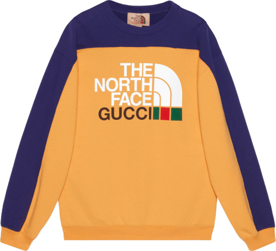 Gucci X The North Face Yellow And Navy Blue Logo Print Sweatshirt 671449xjdrf7204