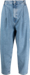 Hed Mayer Washed Blue Double Pleated Jeans