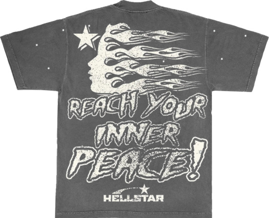 Hellstar Black Skeleton Yoga Print T Shirt