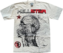 Hellstar White Brain Logo Print T Shirt