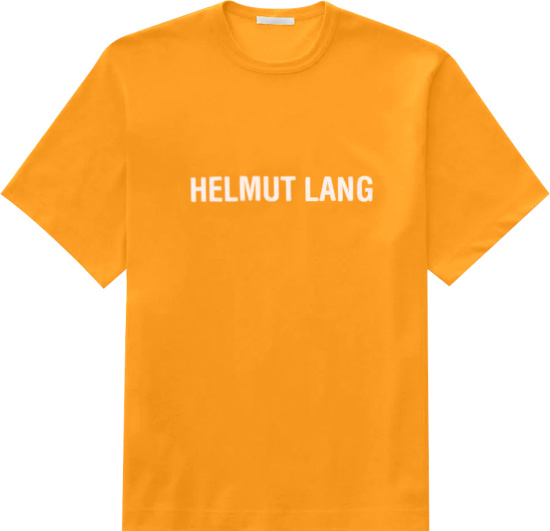 Helmut Lang Apricot Orange And White Logo T Shirt