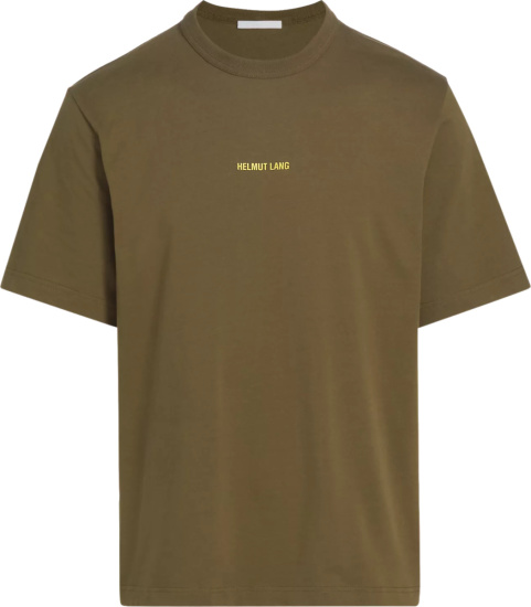 Helmut Lang Brown And Yellow Space Logo T Shirt