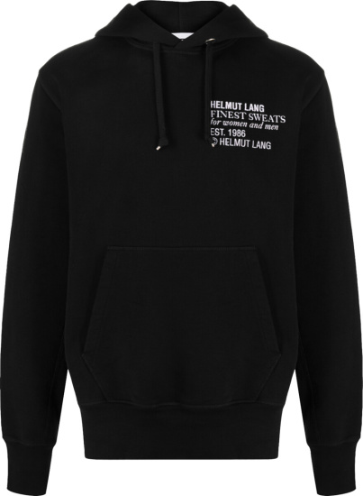 Helmut Lang Finest Sweats Embroidered Black Hoodie | INC STYLE