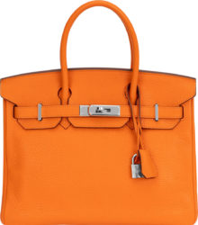 Hermes Clemence Orange Togo Birkin 30 Bag