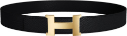 Hermes Black And Gold Constance Buckle Belt