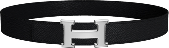 Hermes Black And Silver H Buckle Belt