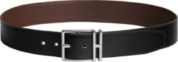 Hermes Black Leather And Silver Nathan Belt