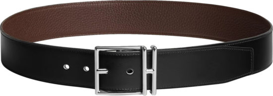 Hermes Black Leather And Silver Nathan Belt