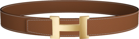 Hermes Light Brown And Shiny Constance Buckle Belt