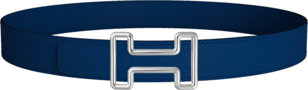 Hermes Navy Blue And Silver Tonight Buckle Belt
