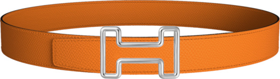 Hermes Orange And Silver Tonight Buckle Belt