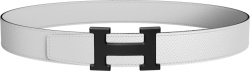 Hermes White And Matte Black H Logo Buckle Belt